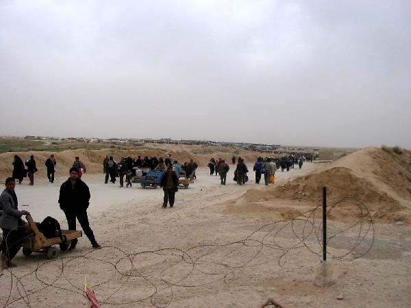 The view toward from Iraq from the mud hut passport office.