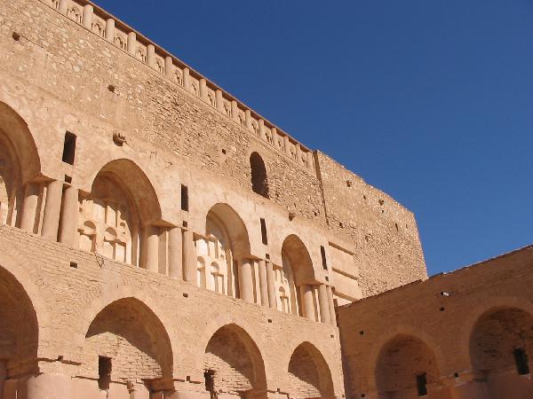 The arches at the front entrance to Al Ukaydir. This old fort was rebuilt by Saddam.